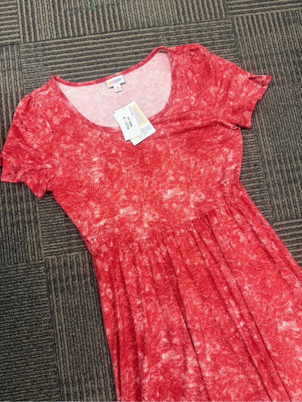 NWT LuLaRoe Riley Acid Wash Red Dress Sz Medium